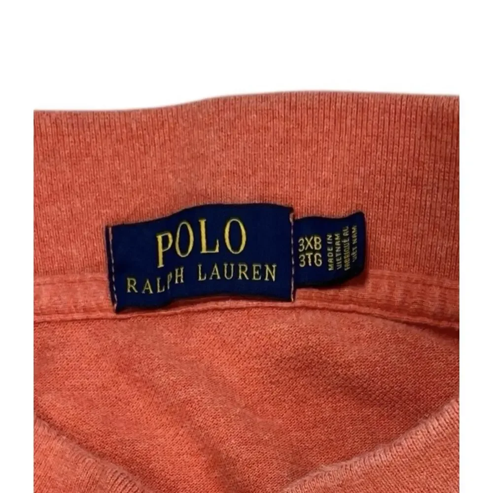 Polo Ralph Lauren Men’s 3XB Orange Polo Shirt Big & Tall Short Sleeve Cotton